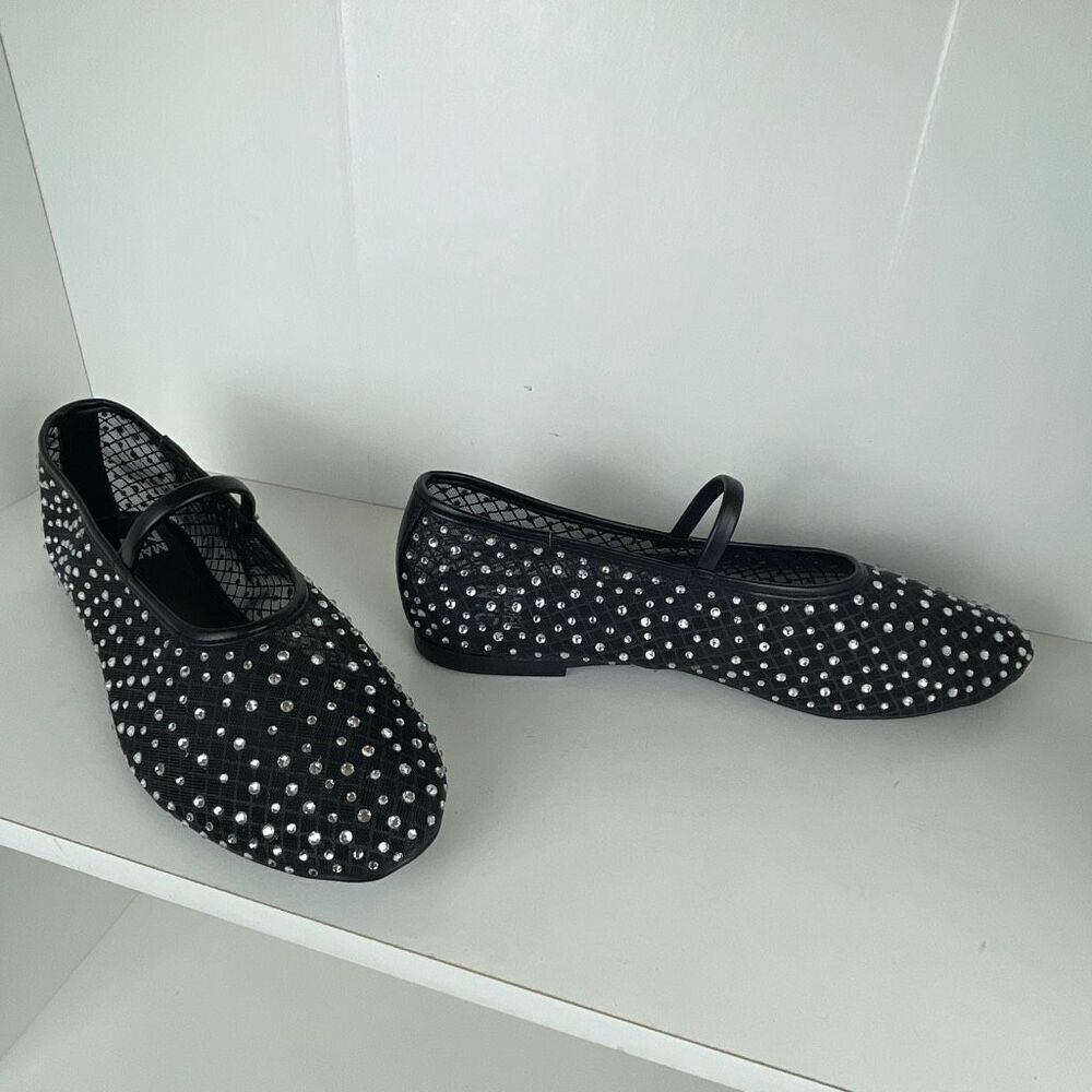 Madden NYC Mesh Crystal Embellished Mary Jane Flats 9